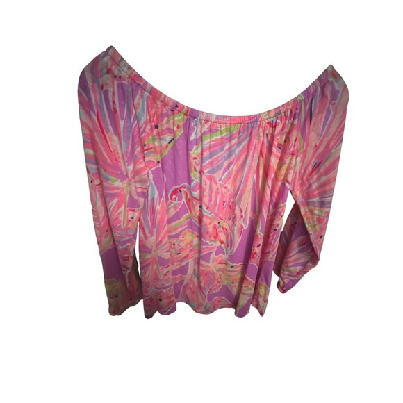 Lilly Pulitzer Womens Off-The-Shoulder Long Sleeve Blouse Small Multicolor Cotto - Picture 4 of 4